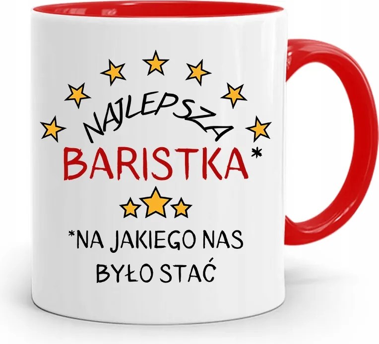 Barista Kávézó Bögre Piros, fényképes nyomattal