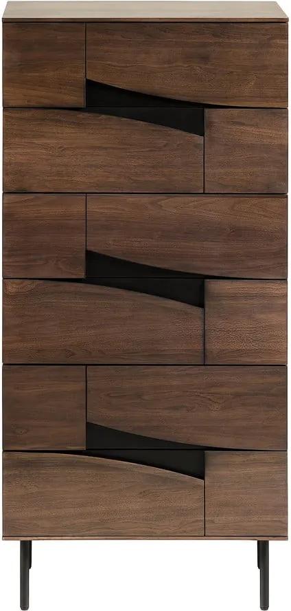 Cutt kisméretű barna fiókos szekrény diófa dekorációval - La Forma