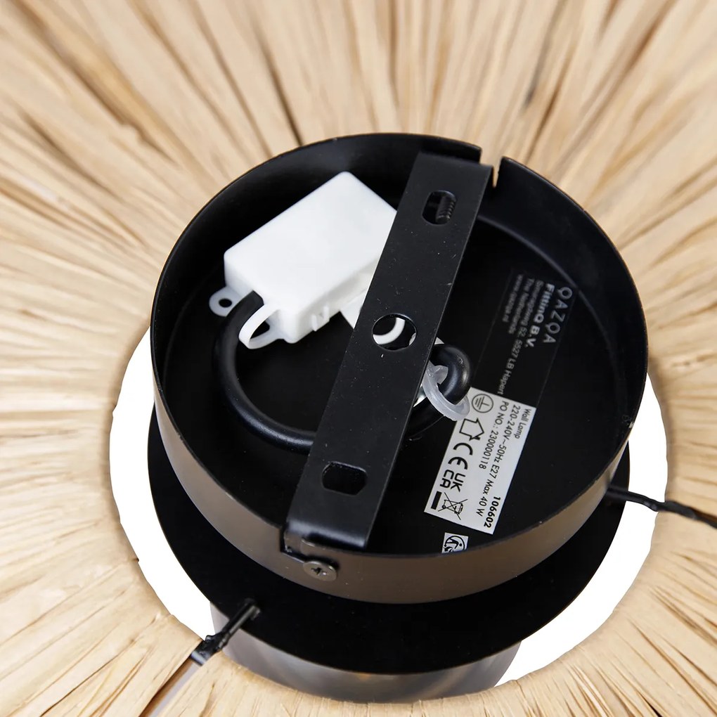 Rusztikus fali lámpa fekete kötéllel 45 cm - Leia