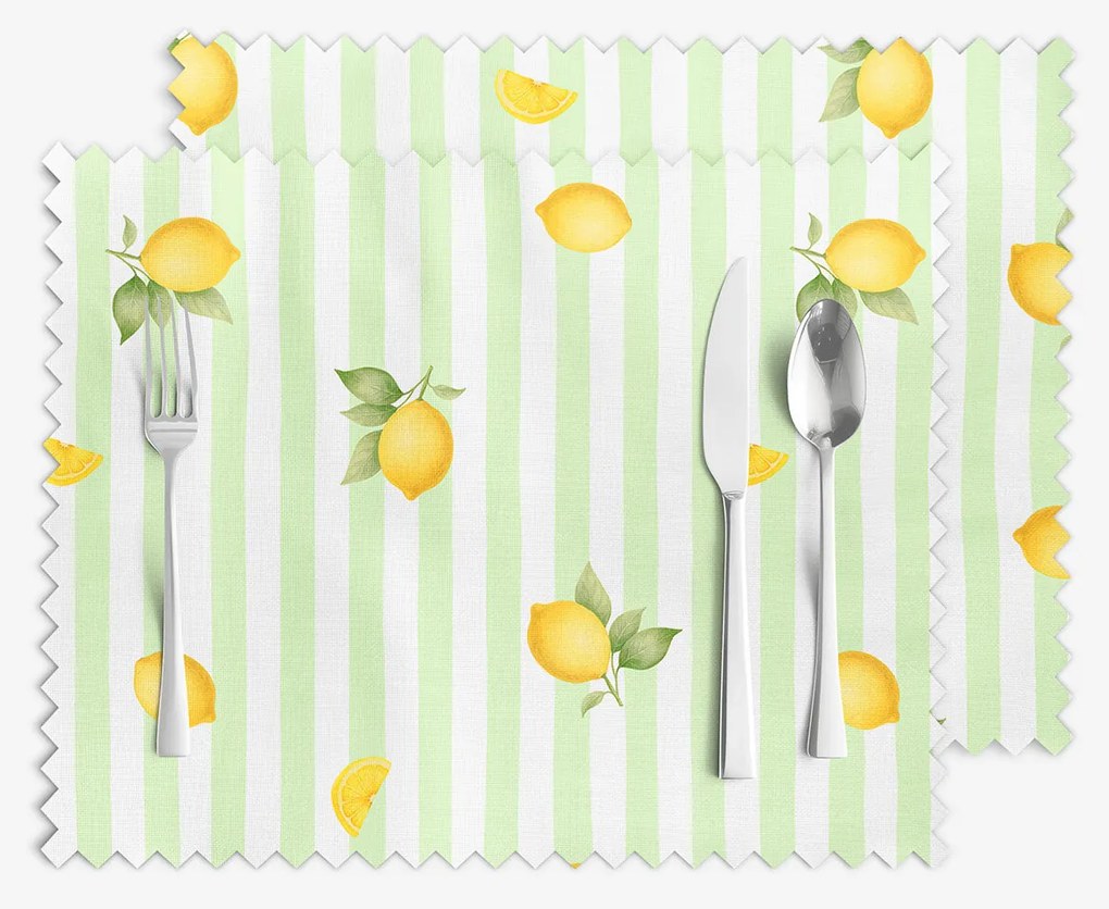 Goldea teflonbevonatú reggeliző alátét - citromok zöld csíkos alapon - 2db 30 x 40 cm