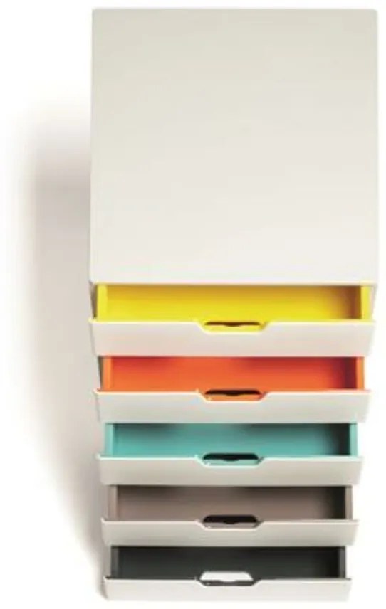 Irattároló, műanyag, 5 fiókos, DURABLE VARICOLOR® 5, fehér (DB762527)