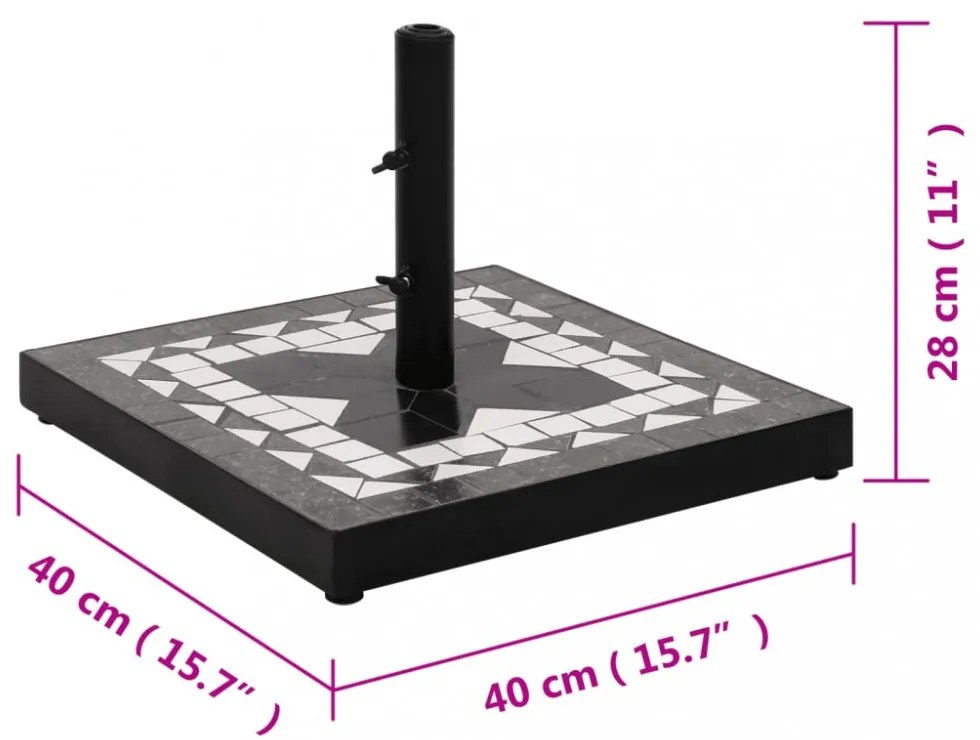 fekete és fehér négyzet alakú napernyő talp 12 kg