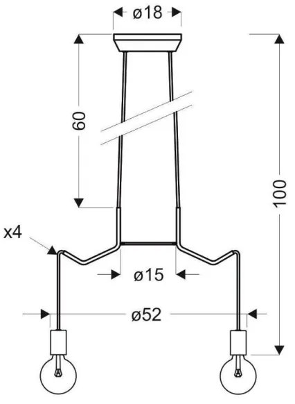 Csillár zsinóron BASSO 4xE27/40W/230V fekete