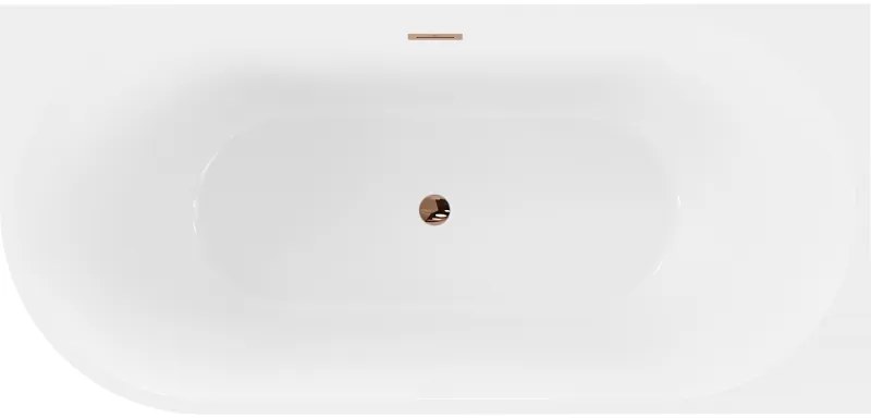 Mexen Mia, szabadon álló sarokkád, jobb, 180 x 80 cm, fehér, rózsaszín arany túlfolyó, 52691808000P-60