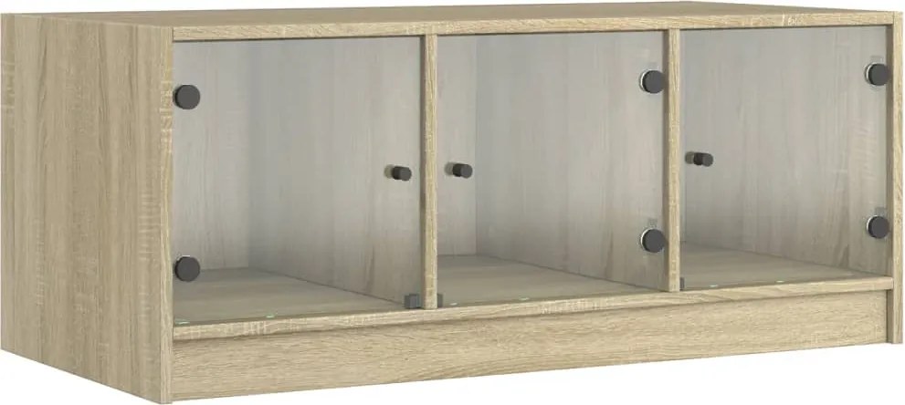 vidaXL sonoma tölgy színű dohányzóasztal üvegajtókkal 102 x 50 x 42 cm
