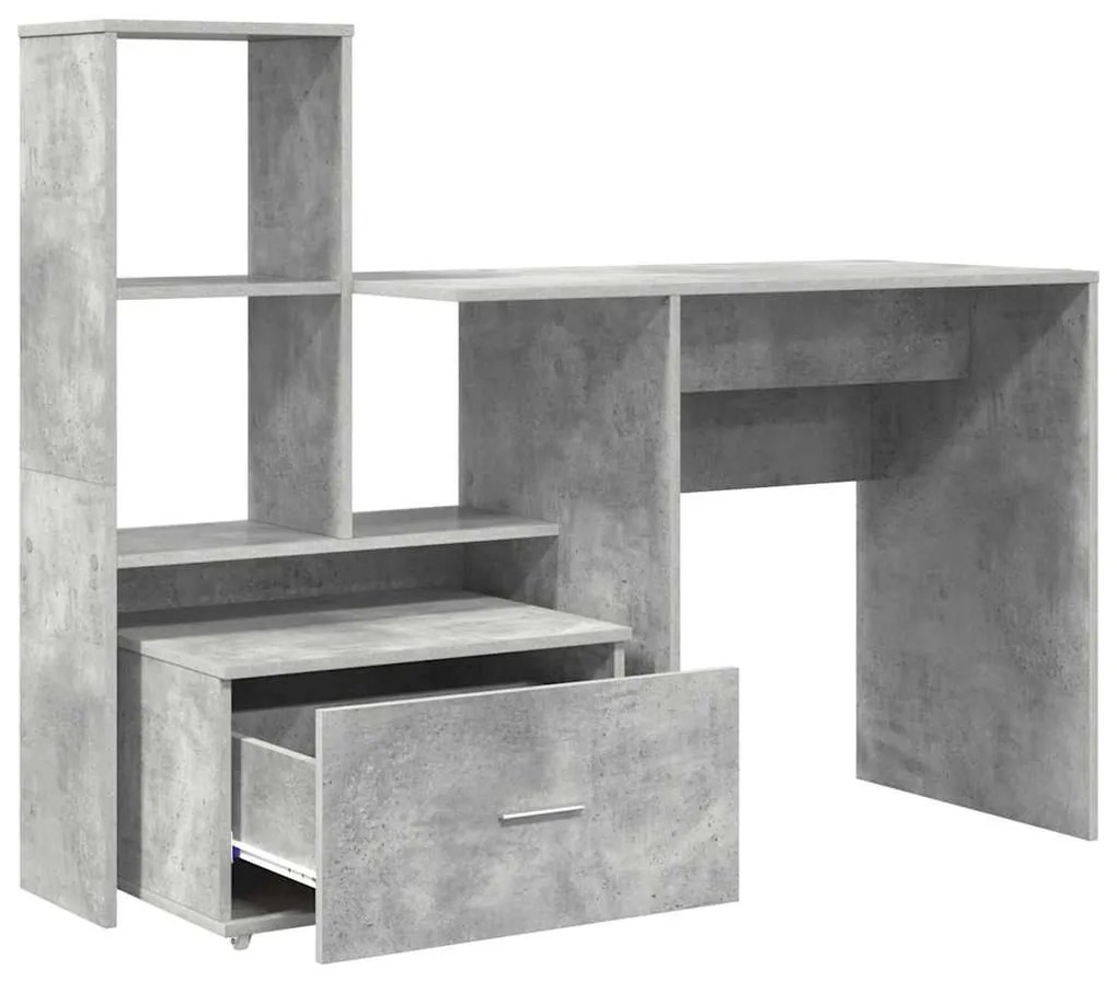 Asztal fiókkal Beton szürke 131.5 x 50 x 106.5 cm Faanyag