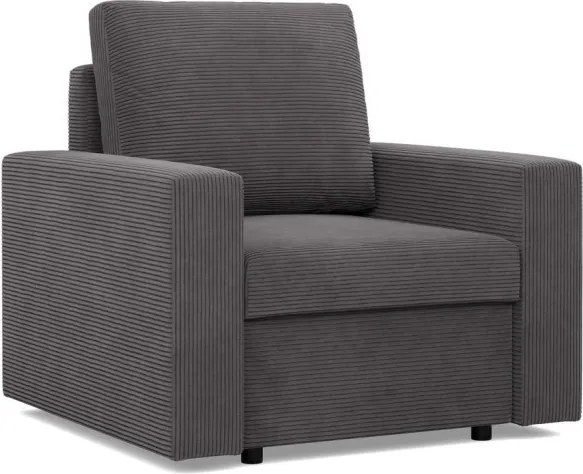 Zeus fotel, egyenes kartámasz, kordbársony, bonell töltet, szürke