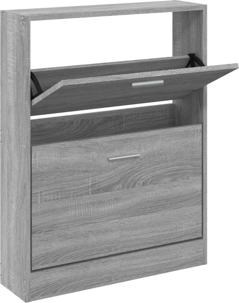 vidaXL szürke sonoma színű szerelt fa cipősszekrény 59x17x81 cm