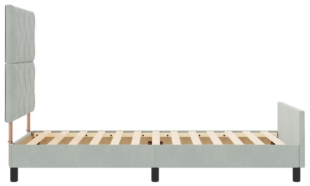 Ágykeret Világosszürke 90x200 cm Bársony