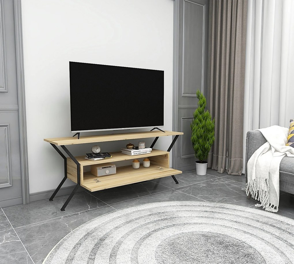 TV asztal/szekrény Tarza (természetes + fekete). Akció -20%. 1072862