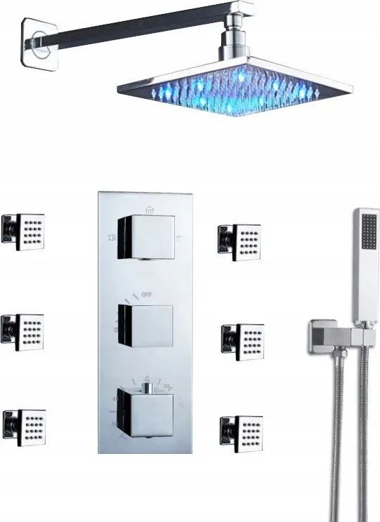 Zuhanyszett Falsík Alatti Led Termosztát