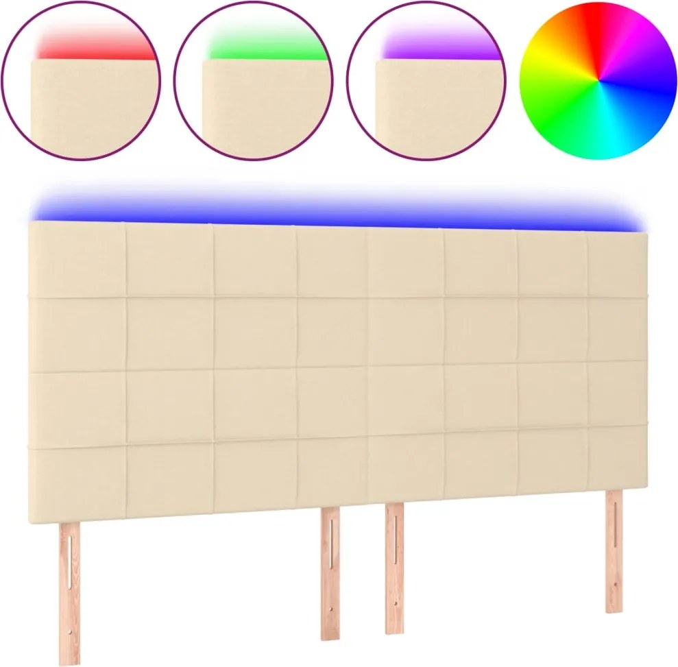 vidaXL krémszínű szövet LED-es fejtámla szárnyakkal 160x5x118/128 cm