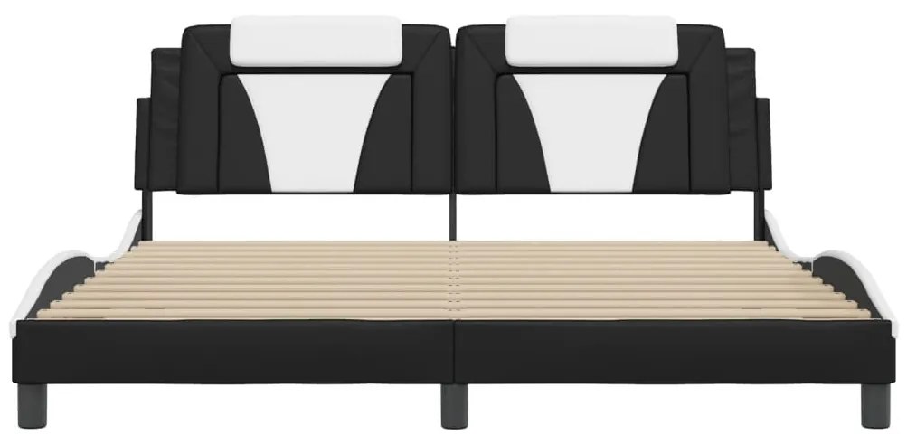 fekete és fehér ágykeret Viana LED-ekkel matrac nélkül 180 x 200 cm