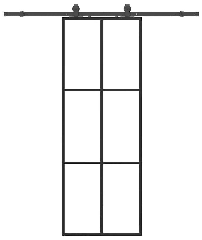 Fekete ESG üveg tolóajtó fémszerelvény-szettel 76x205 cm