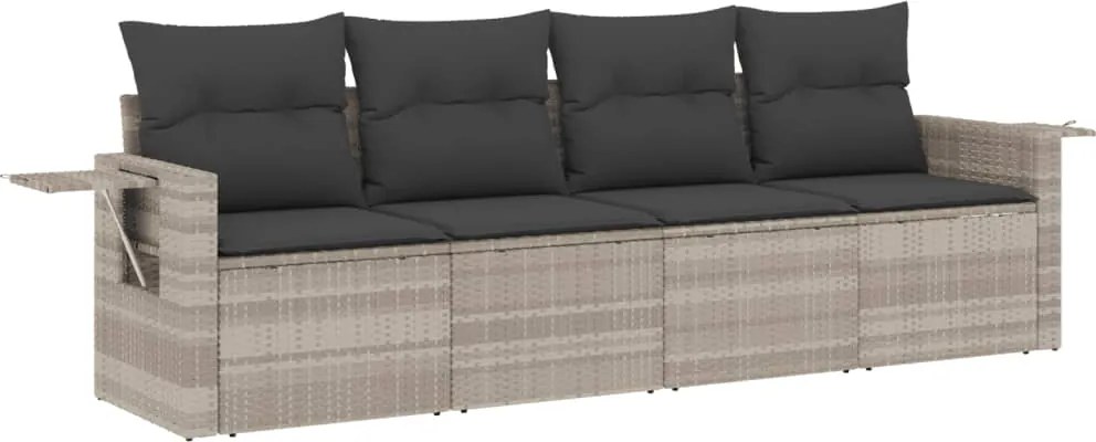 vidaXL 4 részes világosszürke polyrattan kerti ülőgarnitúra párnákkal