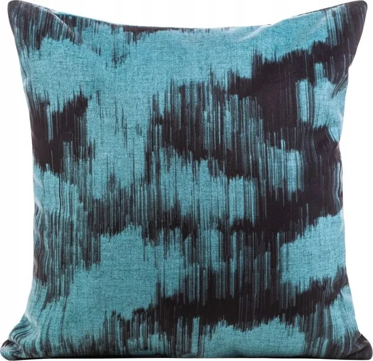Türkiz fekete bársony díszpárnahuzat 45x45 cm