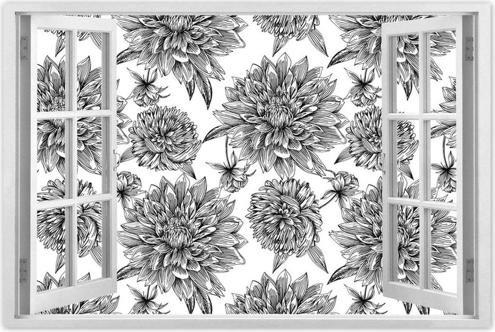 Poszterek 90x60 Fekete-fehér grafika Virág