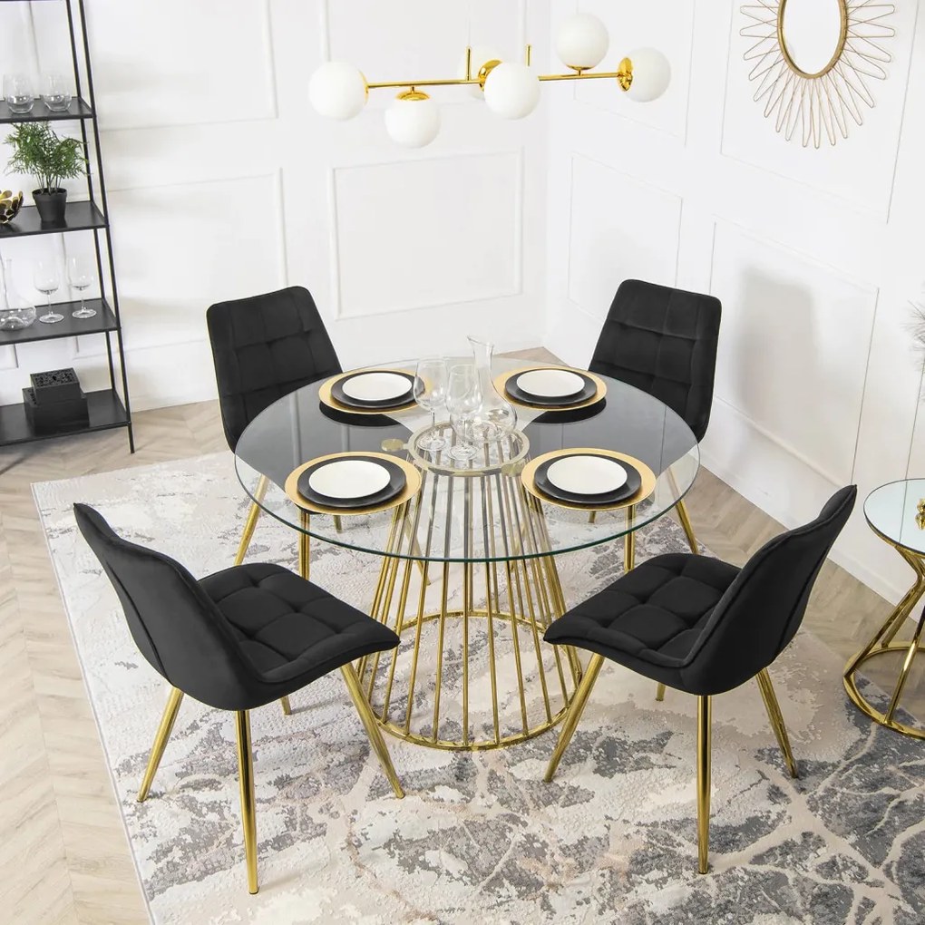 Elegáns Fekete Étkezőszék Arany Lábbal. CARO