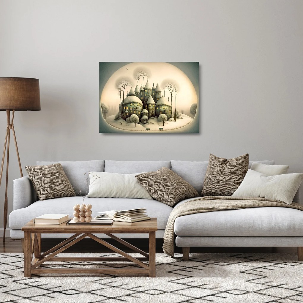 Üveg kép - Mesebeli házikók (70x50 cm)