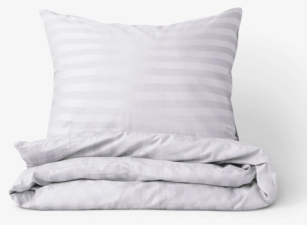 Goldea damaszt ágyneműhuzat - világosszürke csíkos 150 x 200 és 50 x 60 cm