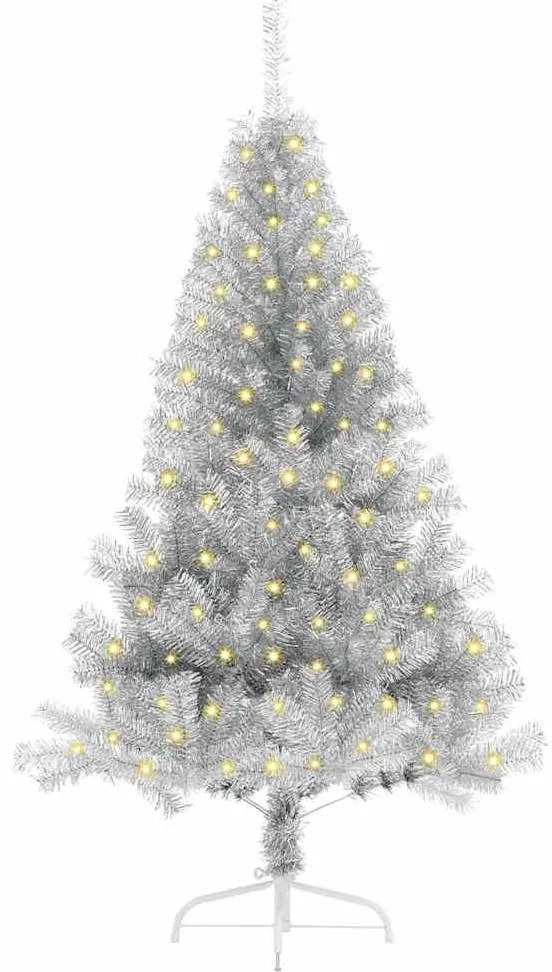 Mesterséges, előre világított karácsonyi fa Ezüst 150 cm PET