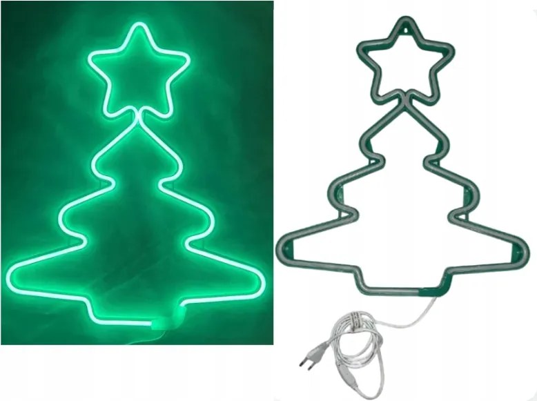 Neon Led karácsonyfa csillaggal Zöld Karácsonyi Dekoráció