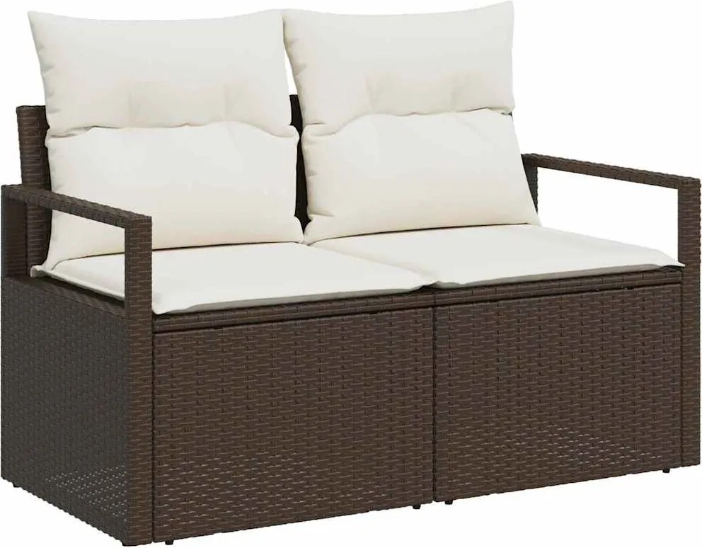 vidaXL Kanapé Szett párnával 6 pcs Barna polirattan