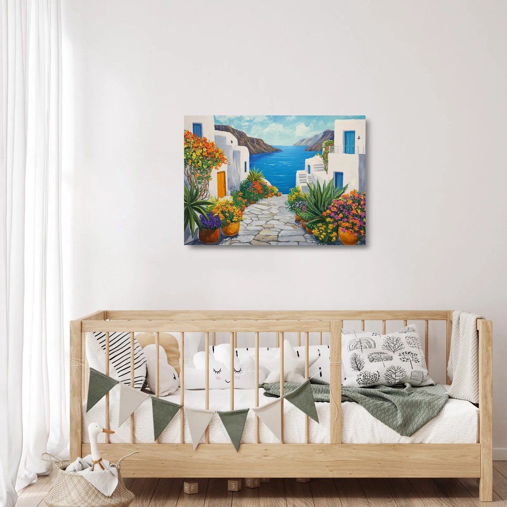 Üveg kép - Görög sikátor (70x50 cm)