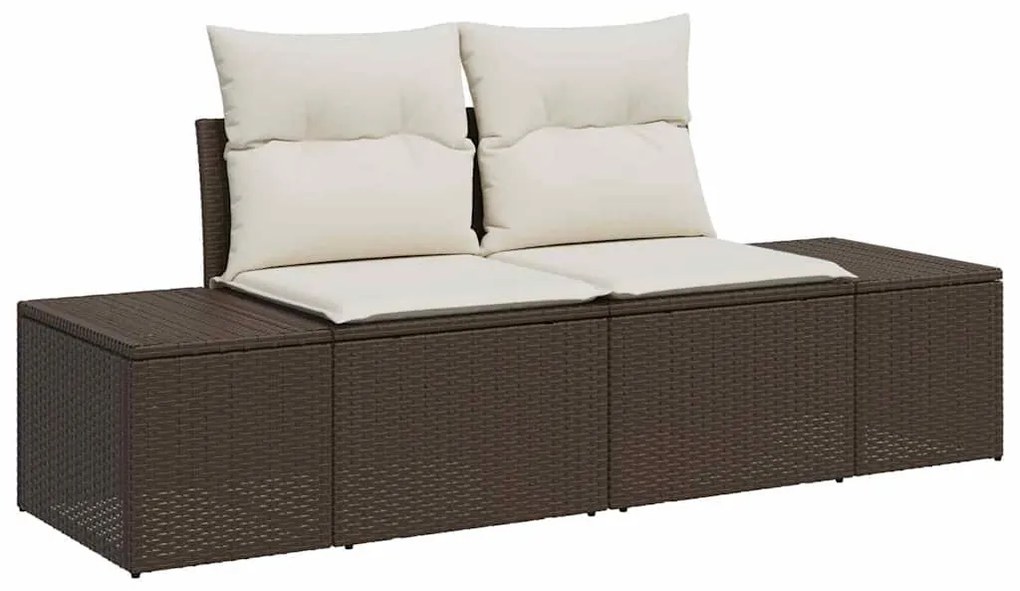 Kerti Kanapé Szett 7 pcs Barna és krémszínű Poli rattan