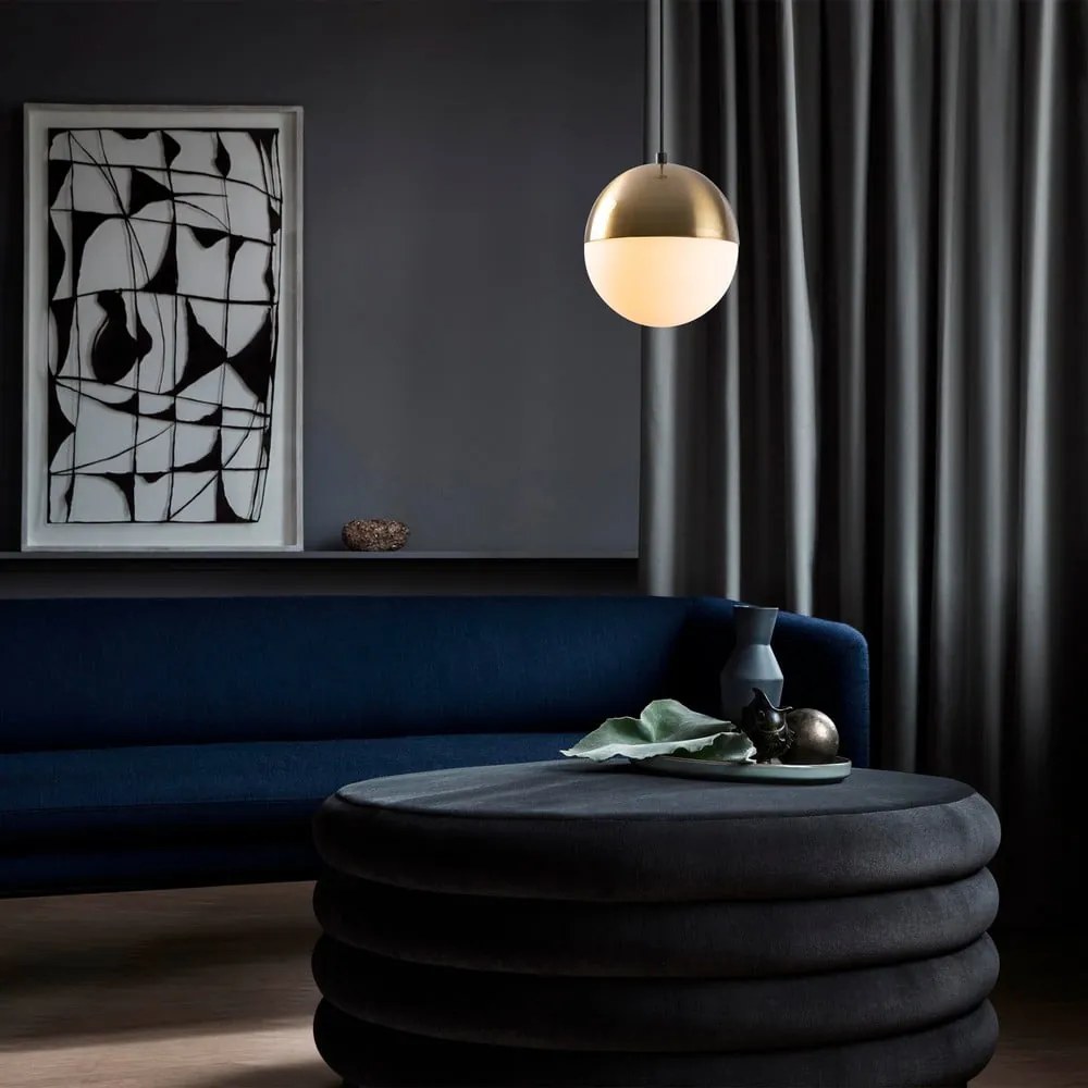 Fehér-aranyszínű függőlámpa üveg búrával ø 20 cm Bastos – Opviq lights