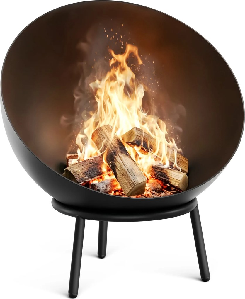Klarstein Fireball alacsony tűzálló tál | Rozsdamentes | Borulásbiztos | Masszív | 66 cm | Fekete