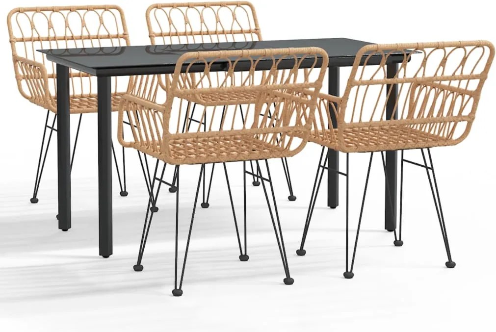 vidaXL 5 részes polyrattan kerti étkezőgarnitúra