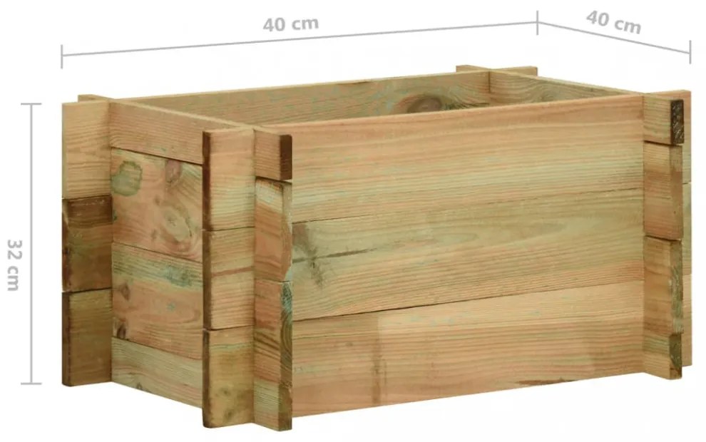 impregnált fenyőfa emelt kerti zöldségágyás 40 cm
