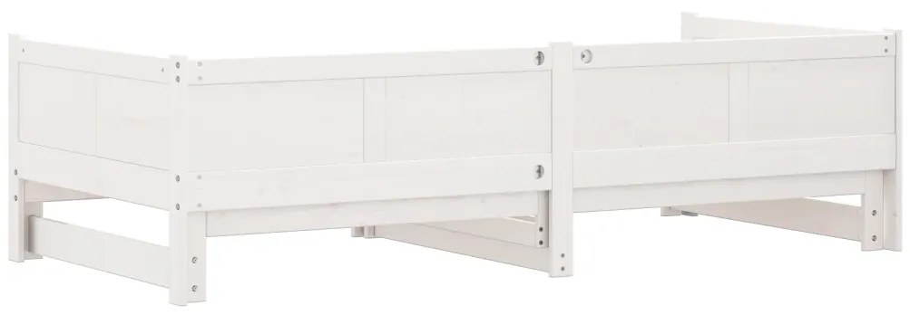 Kihúzható Nappali Ágy Fehér 90x200 cm Tömör Fa Fenyő