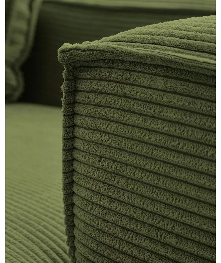 Zöld kordbársony sarokkanapé (jobb oldali) Blok – Kave Home