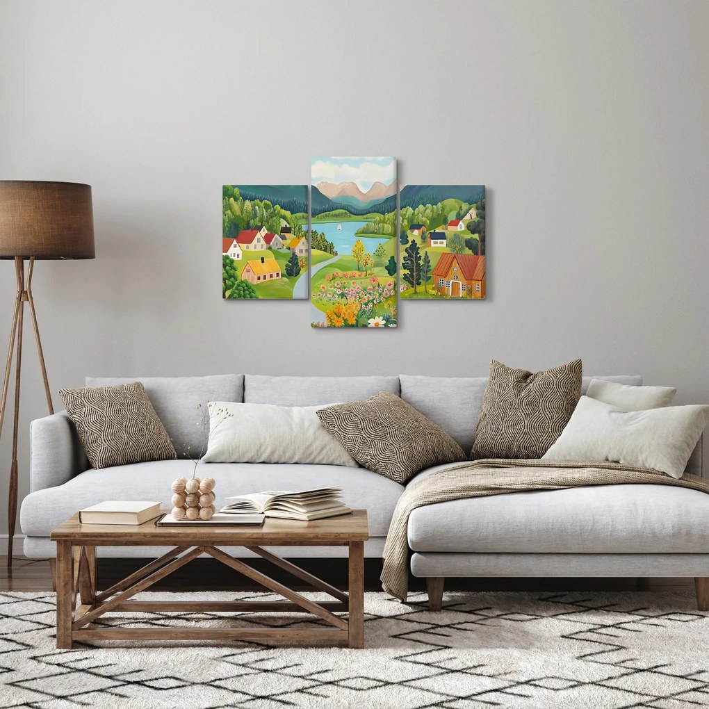 Kép - Falu a hegyekben (90x60 cm)