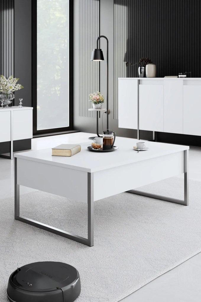 Dohányzóasztal Luxe - White, Silver