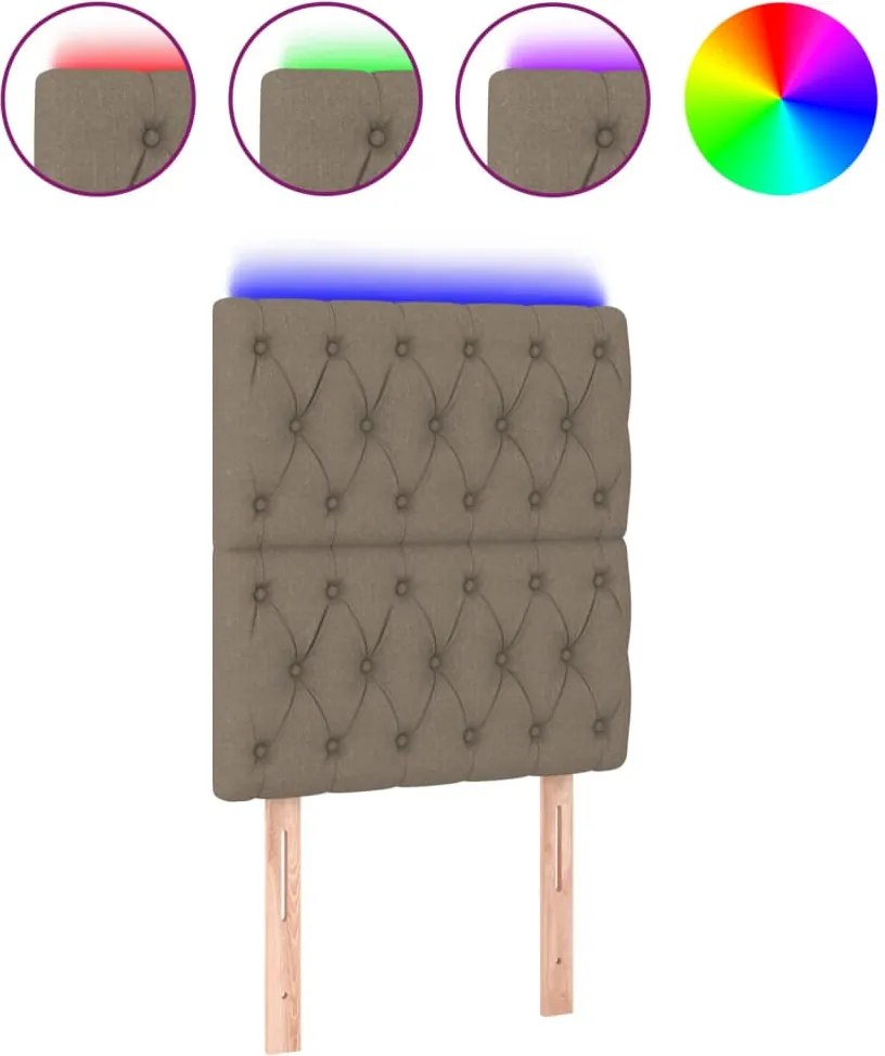 vidaXL tópszínű szövet LED-es fejtámla 80x7x118/128 cm