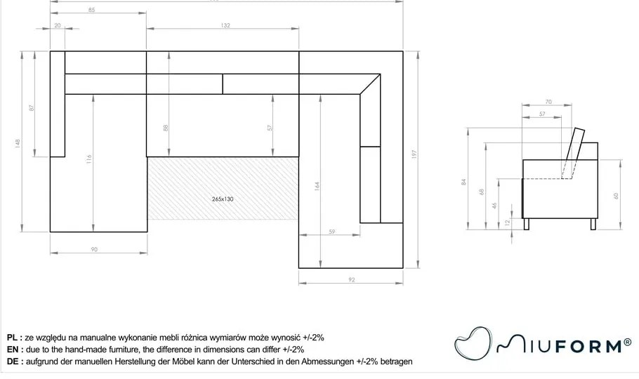 Barna kordbársony kinyitható sarokkanapé (jobb oldali) Lofty Lilly – Miuform
