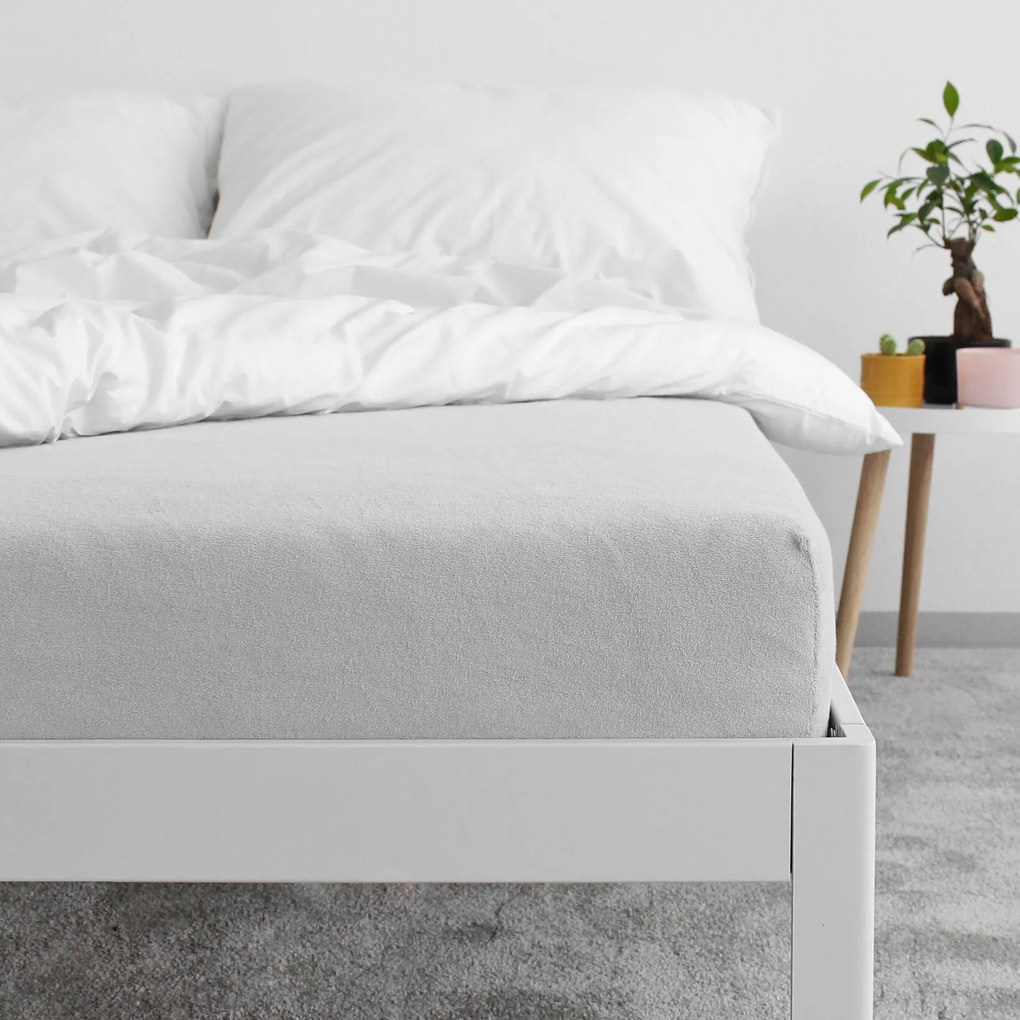 Goldea frottír gumis lepedő - világosszürke 90 x 200 cm