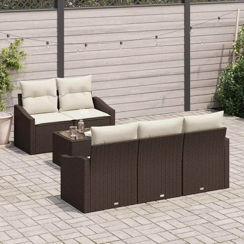 Kerti Kanapé Szett párnával 6 pcs Barna és Krém 55 x 55 x 37 cm