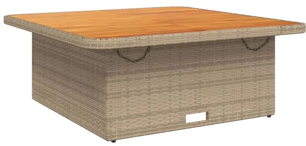 vidaXL bézs polyrattan és akácfa kerti asztal 110 x 110 x 71 cm