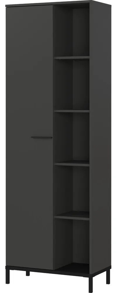 Antracitszürke könyvespolc 64x190x34 cm Rovigo – Germania