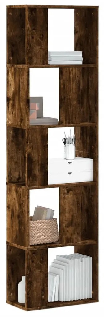 5 szintes füstös tölgy szerelt fa könyvespolc 45x23,5x162,5 cm