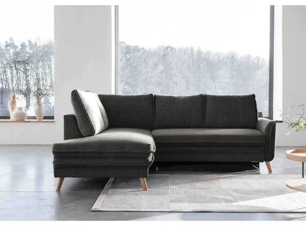 Sötétszürke kinyitható sarokkanapé (bal oldali) Charming Charlie – Miuform