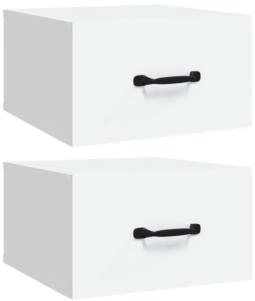 2 db fehér falra szerelhető éjjeliszekrény 35x35x20 cm