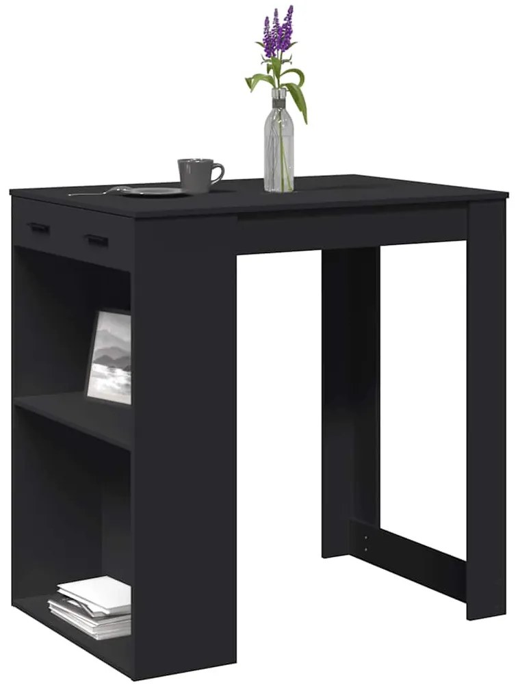 fekete szerelt fa bárasztal 102 x 70 x 103,5 cm