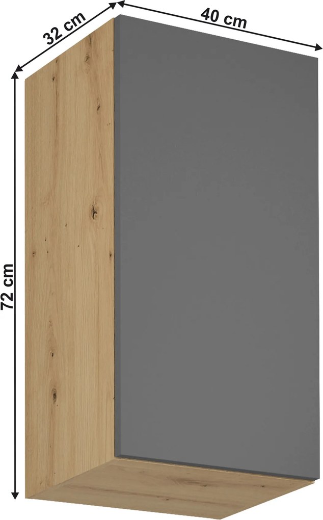 Felső szekrény, artisan tölgy/szürke matt, univerzális, LANGEN G40