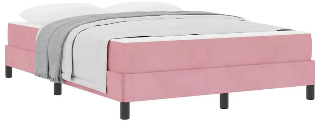 Boxspring ágy matraccal Rózsaszín 140 x 190 cm Bársony