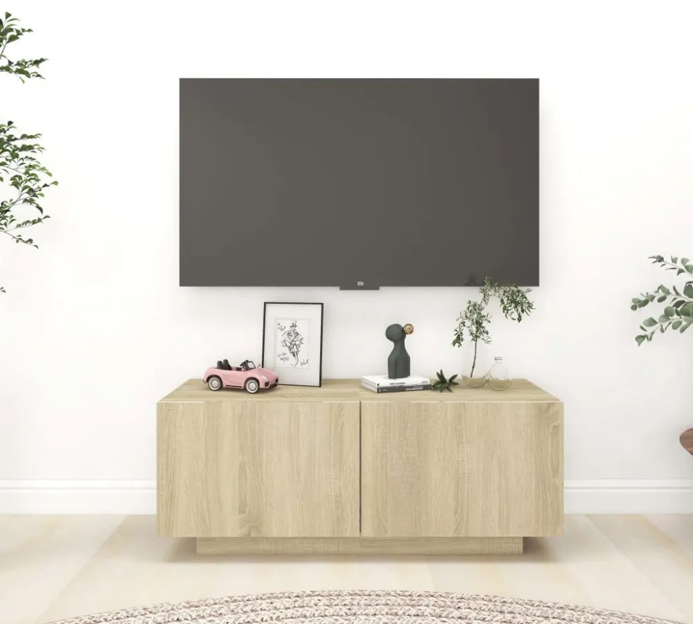 sonoma tölgyszínű szerelt fa TV-szekrény 100 x 35 x 40 cm